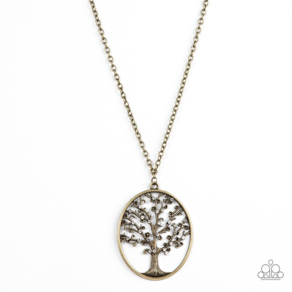 paparazzi Jewelry - Longer Tree Autumn Abundance  Leaves rhinestones Brass